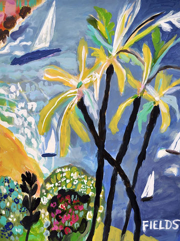 Palm Landscape I Black Modern Wood Framed Art Print by Fields, Karen