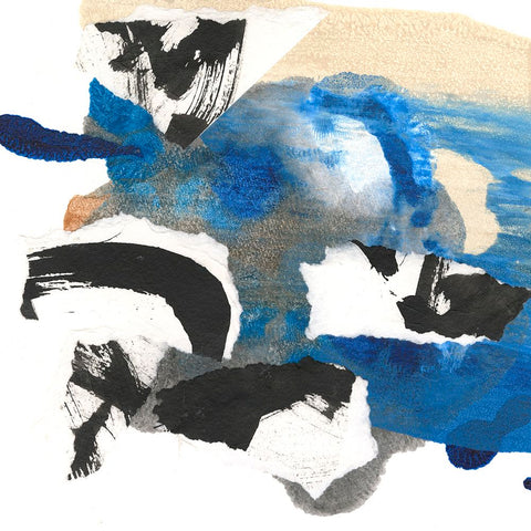 Blue Collage II Black Modern Wood Framed Art Print by Fuchs, Jodi