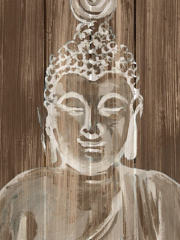 Buddha on Wood IV Black Ornate Wood Framed Art Print with Double Matting by Warren, Annie