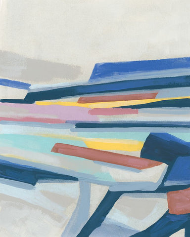 Blue Tectonic Movement I Black Modern Wood Framed Art Print by Vess, June Erica