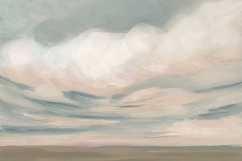 Rose Tinted Fields I White Modern Wood Framed Art Print with Double Matting by Vess, June Erica