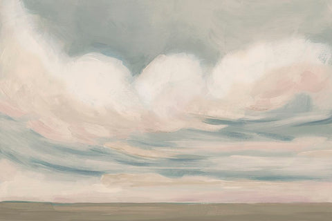 Rose Tinted Fields II White Modern Wood Framed Art Print with Double Matting by Vess, June Erica