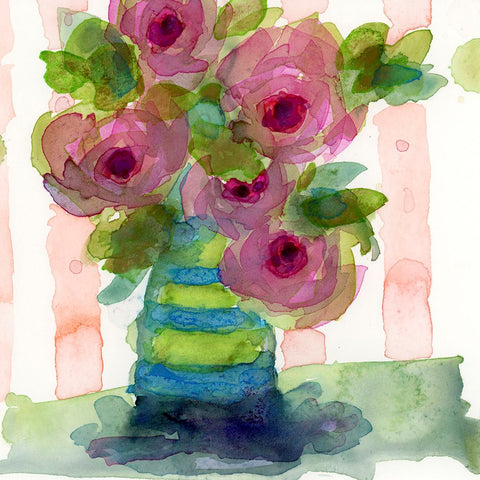 Bedside Bouquet I White Modern Wood Framed Art Print with Double Matting by Quin, Marabeth