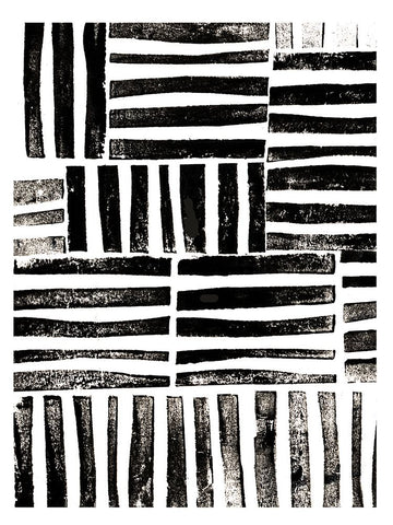 Lino Cut Chaos Black Modern Wood Framed Art Print by Haase, Andrea
