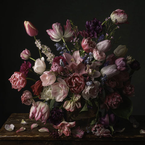 Spring Fling Blooms I White Modern Wood Framed Art Print with Double Matting by McLean, Leah