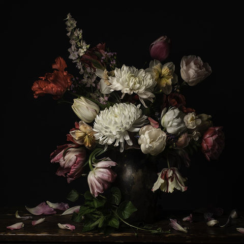 Spring Fling Blooms II White Modern Wood Framed Art Print with Double Matting by McLean, Leah