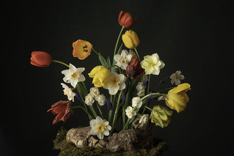 Spring Fling Blooms III Black Ornate Wood Framed Art Print with Double Matting by McLean, Leah