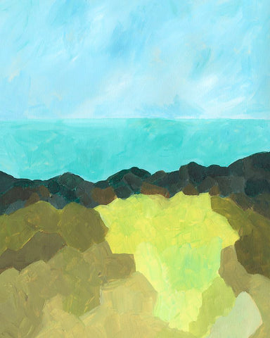 Jade Sea I Black Modern Wood Framed Art Print by Moore, Regina