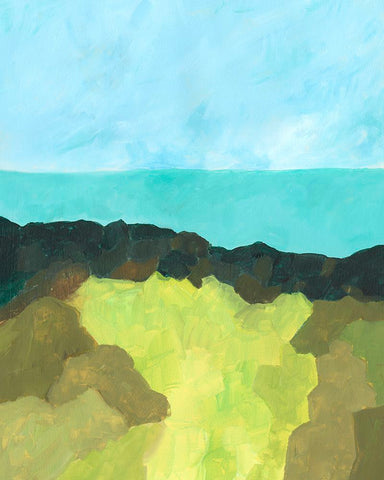 Jade Sea II Black Modern Wood Framed Art Print by Moore, Regina