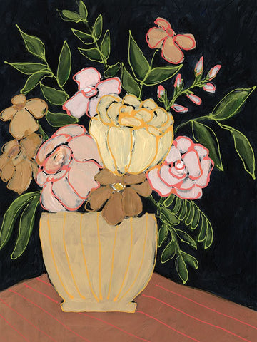 Floral Outlined II Black Ornate Wood Framed Art Print with Double Matting by Moore, Regina