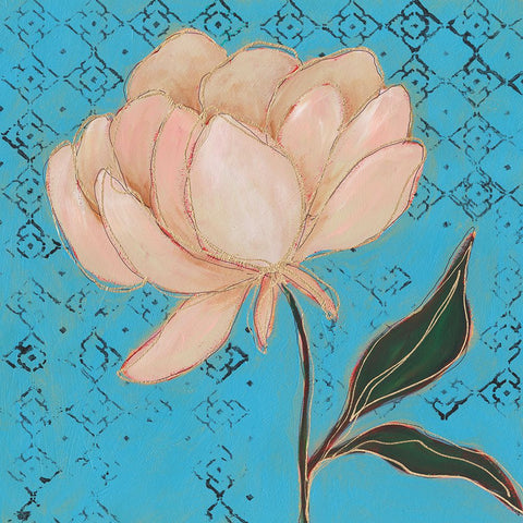 Poised Flower I White Modern Wood Framed Art Print with Double Matting by Moore, Regina