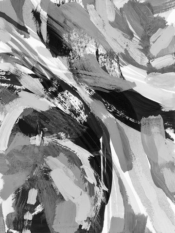 Grey Strokes I Black Modern Wood Framed Art Print by Galapon, Nikki