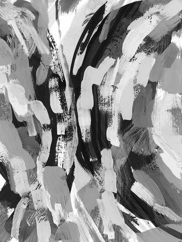 Grey Strokes II Black Modern Wood Framed Art Print by Galapon, Nikki