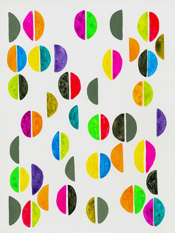 Semicircles II White Modern Wood Framed Art Print with Double Matting by Galapon, Nikki