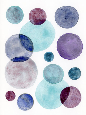 Violet Turquoise I White Modern Wood Framed Art Print with Double Matting by Galapon, Nikki