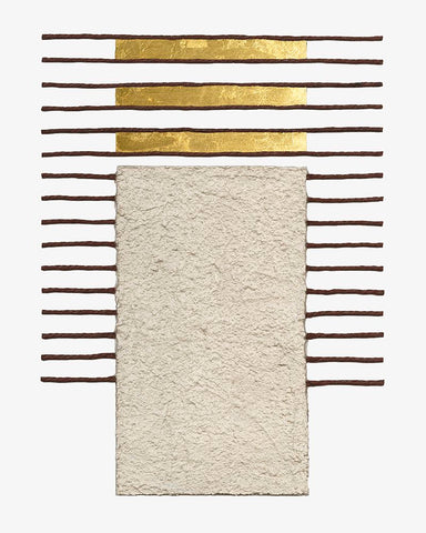 Monolithic Gold I White Modern Wood Framed Art Print with Double Matting by Saunders, Alonzo