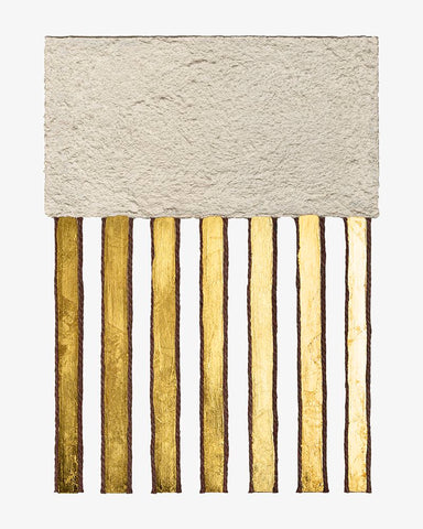 Monolithic Gold II White Modern Wood Framed Art Print with Double Matting by Saunders, Alonzo