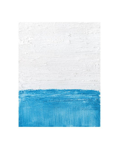 Horizon Blue II White Modern Wood Framed Art Print with Double Matting by Saunders, Alonzo