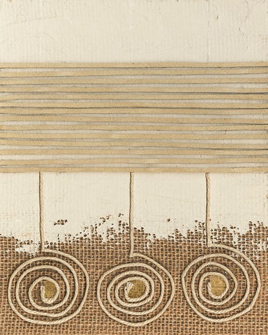 Golden Tribal Sign II White Modern Wood Framed Art Print with Double Matting by Saunders, Alonzo