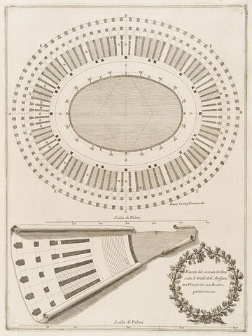 Antiquities of Pola, Ancient Blueprints VII Black Ornate Wood Framed Art Print with Double Matting by Unknown