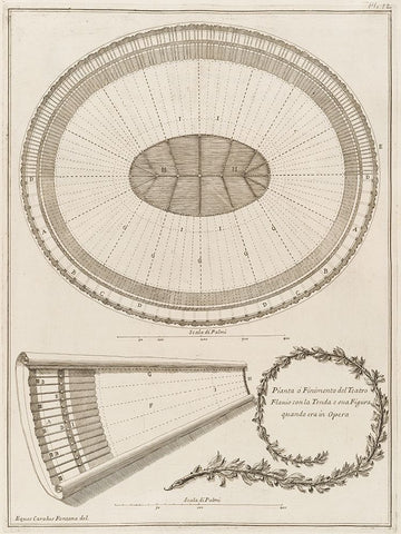 Antiquities of Pola, Ancient Blueprints VIII White Modern Wood Framed Art Print with Double Matting by Unknown