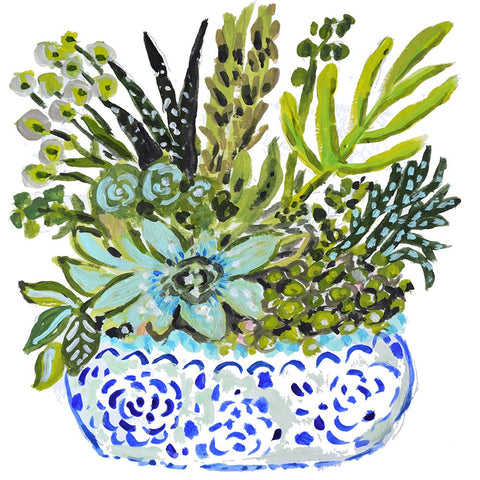 Succelents I Black Modern Wood Framed Art Print by Fields, Karen