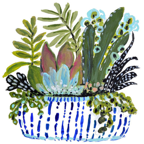 Succelents II Black Modern Wood Framed Art Print by Fields, Karen