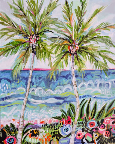 Tropical Vibes II White Modern Wood Framed Art Print with Double Matting by Fields, Karen