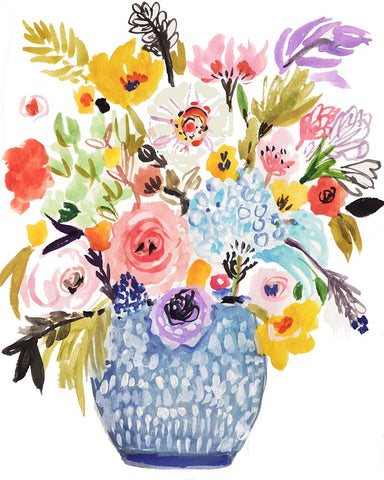 Sweet Arrangement III White Modern Wood Framed Art Print with Double Matting by Fields, Karen