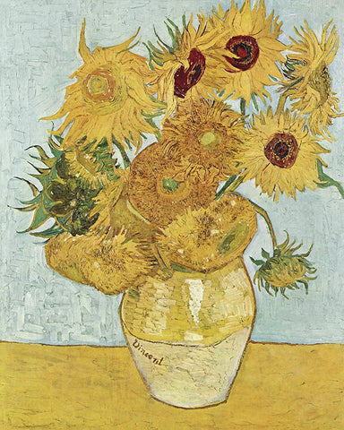 Van Gogh Sunflowers III White Modern Wood Framed Art Print with Double Matting by Van Gogh, Vincent