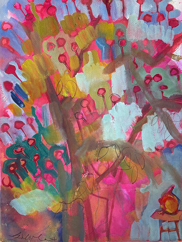 Under the Apple Tree III Black Modern Wood Framed Art Print by Ferrell, Erin McGee