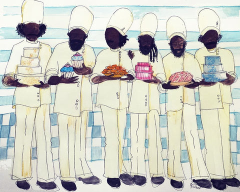 Church Brother Chef White Modern Wood Framed Art Print with Double Matting by McGee, Janie