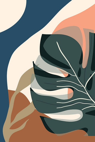 Boho Leaves III Black Ornate Wood Framed Art Print with Double Matting by Arctic Frame