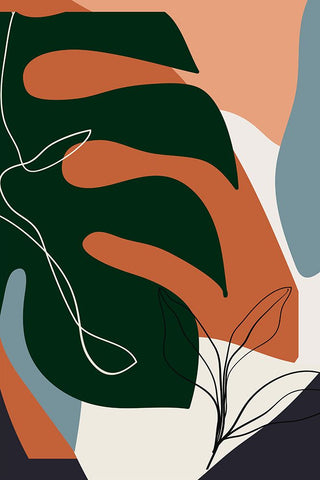 Boho Leaves IV Black Modern Wood Framed Art Print by Arctic Frame