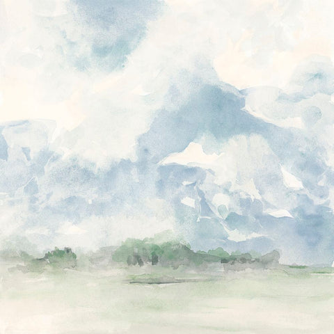 Blue Sky Horizon I Black Modern Wood Framed Art Print by Vess, June Erica