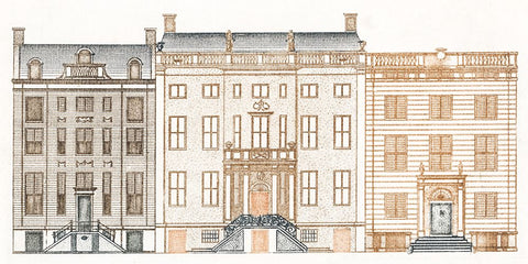 Amsterdam Canal Houses I Black Ornate Wood Framed Art Print with Double Matting by Teyler, Johan