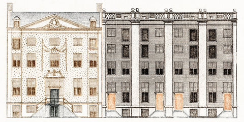 Amsterdam Canal Houses II White Modern Wood Framed Art Print with Double Matting by Teyler, Johan