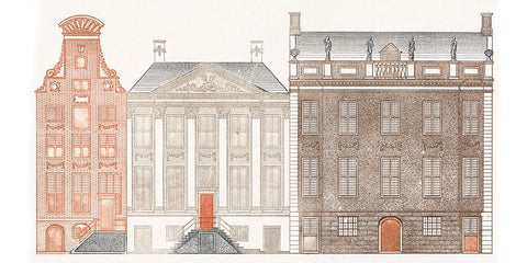 Amsterdam Canal Houses IV Black Modern Wood Framed Art Print by Teyler, Johan