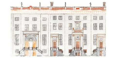 Amsterdam Canal Houses V Black Ornate Wood Framed Art Print with Double Matting by Teyler, Johan