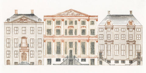 Amsterdam Canal Houses VI Black Ornate Wood Framed Art Print with Double Matting by Teyler, Johan