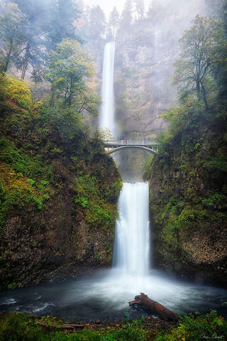 Rapid Waterfall III White Modern Wood Framed Art Print with Double Matting by Drost, David