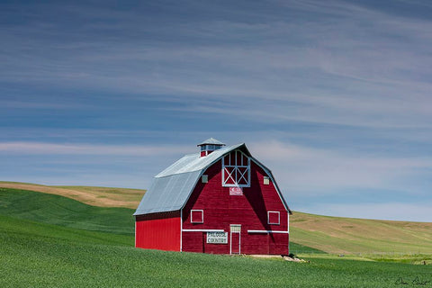 Red Palouse Barn I Black Ornate Wood Framed Art Print with Double Matting by Drost, David
