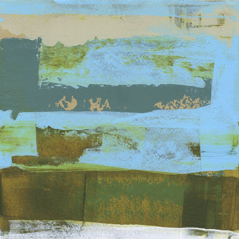 Green Abstract Fields I Black Modern Wood Framed Art Print by Gordon, Sharon