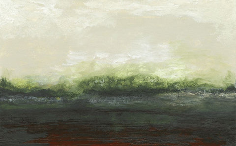 Across the Green Hills White Modern Wood Framed Art Print with Double Matting by Gordon, Sharon