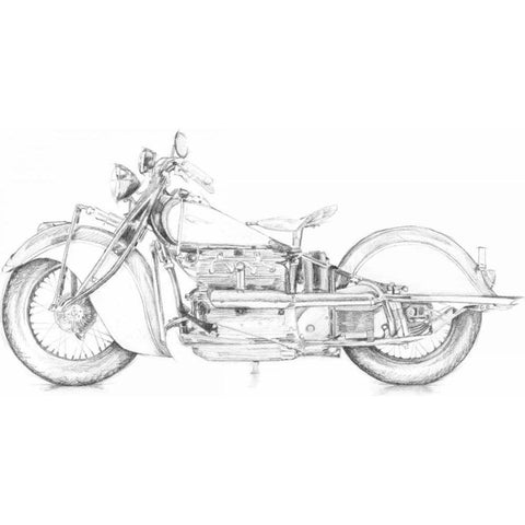Motorcycle Sketch II Gold Ornate Wood Framed Art Print with Double Matting by Meagher, Megan
