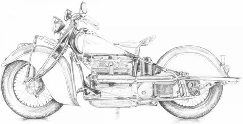 Motorcycle Sketch II White Modern Wood Framed Art Print with Double Matting by Meagher, Megan