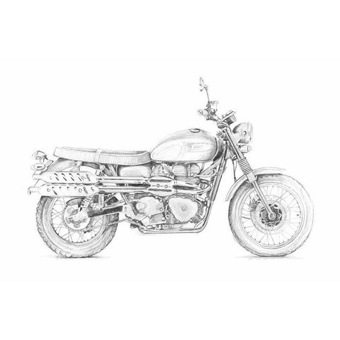 Motorcycle Sketch III Black Modern Wood Framed Art Print with Double Matting by Meagher, Megan
