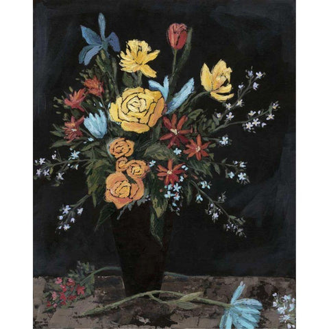 Noir Floral I Black Modern Wood Framed Art Print with Double Matting by Meagher, Megan