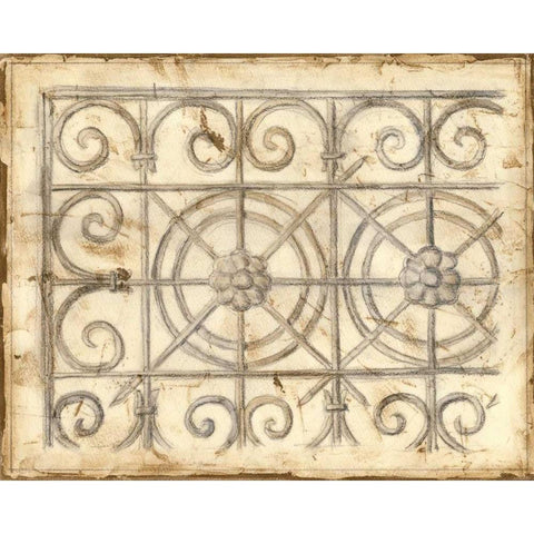 Decorative Iron Sketch I White Modern Wood Framed Art Print by Meagher, Megan