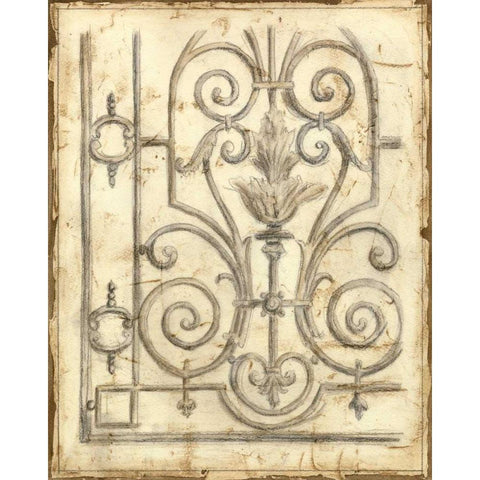 Decorative Iron Sketch III Gold Ornate Wood Framed Art Print with Double Matting by Meagher, Megan